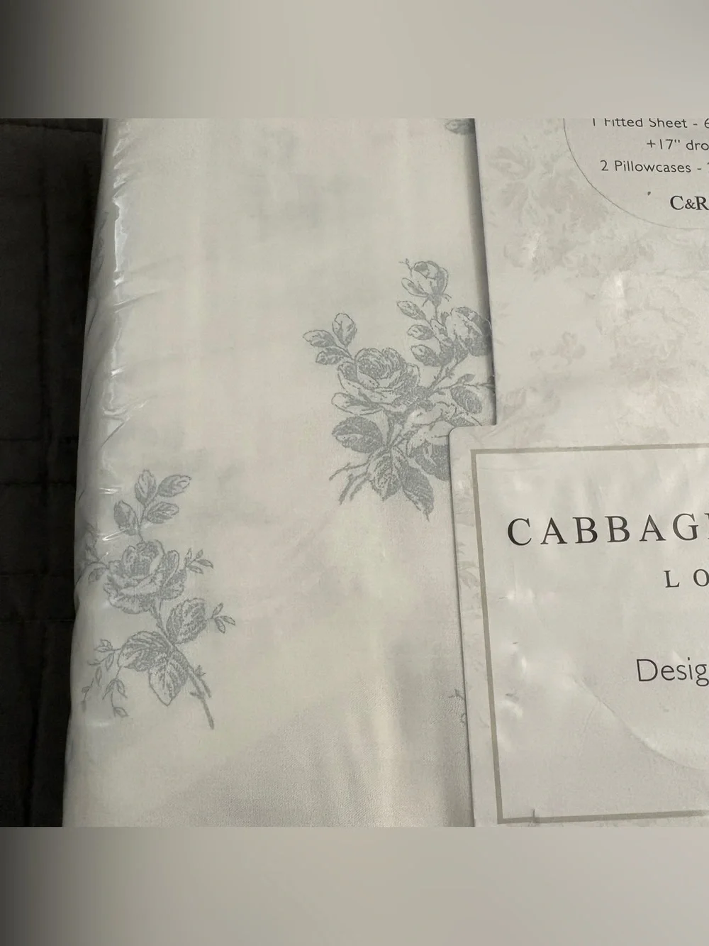Cabbages & Roses LONDON Ditsy Floral - Mineral 4-Piece Queen Sheet Set NEW